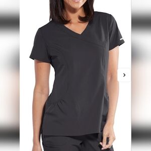 New! Skechers VitalityCharge  pewter Gray 3-Pocket Crossover Scrub Top Size L